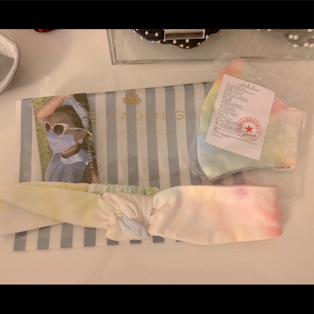 NWT Lele Sadoughi Tie Dye Mask and Headband set
